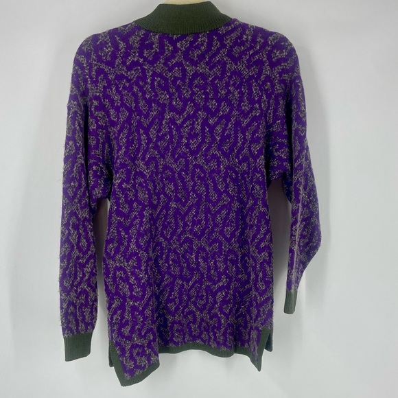 VTG Skene St. John Purple Green Pullover Sweater Zip Womens P Medium - Picture 4 of 6